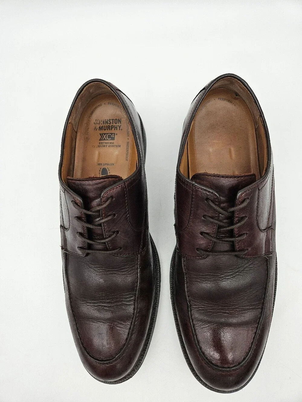 Johnston & Murphy Warner Sheepskin Oxford 20-7076 Mens Size 11M Brown Lace Up